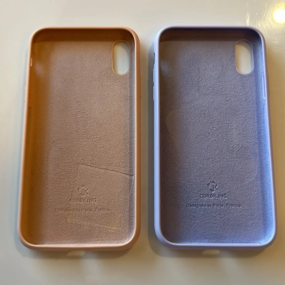 Set of Two Cordking iPhone XR Silicone Ultra Slim Cases Pink & Purple